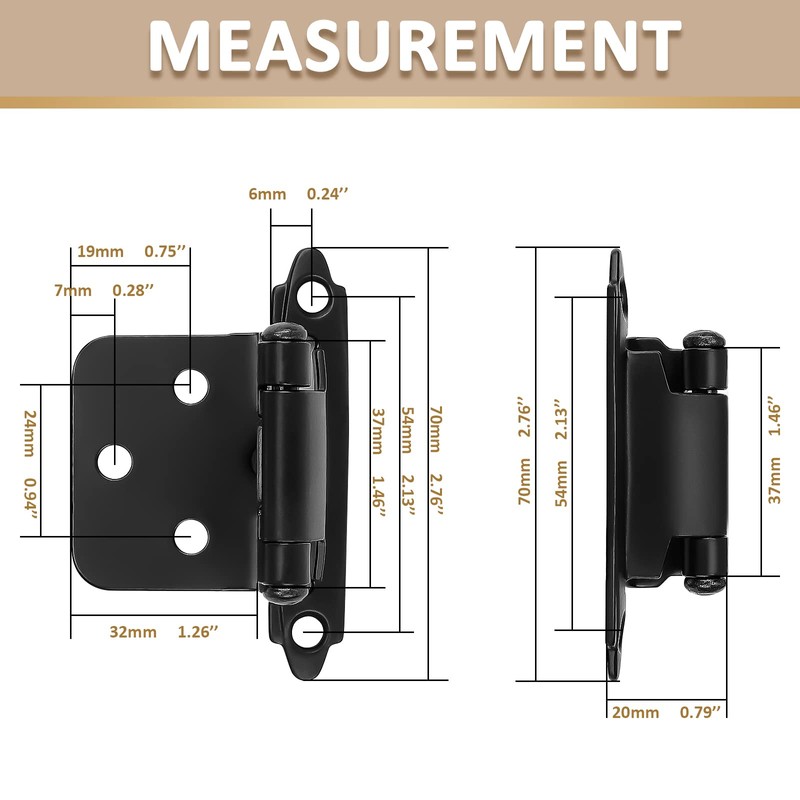 knobelite 20 Pack (10 Pair) 1/2" Overlay (Variable) Cabinet Hinges,