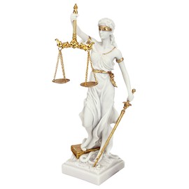Design Toscano Themis Blind Lady of Justice Statue Lawyer Gift, 13 Inch, Bonded Marble Polyresin, White