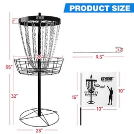 GSE GAMES&SPORT EXPERT 24-Chain Portable Disc Golf Targets Basket, Deluxe Disc Golf Practice Basket (4 Colors) - Color: Blue
