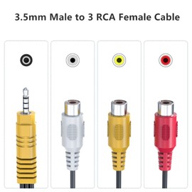 Video AV Component Adapter Cable for TCL TV, 3.5mm Male Plug to 3 RCA Female Video AV Component Splitter, 6.7 Inch