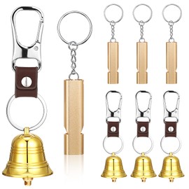 4 1.5 Inch Bear Bell with Whistle Set for Hikers Solid Brass Emergency 3 in 1 Bear Bells for Hiking Outdoor Camping Bear Protection Products for Survival Biking Fishing Climbing Self Defense Gear