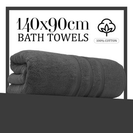 Towelogy 100% Cotton Bath Towels 70x120cm – Ultra Soft & Absorbent Towels for Bathroom | Spa & Hotel Quality | Premium Quick Dry Towel Set for Adults (2, Charcoal)