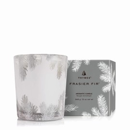 Thymes Frasier Fir Statement Poured Candle – Pine Needle Silver Candle Jar Design – Scented Candle with Notes of Crisp Siberian Fir, Cedarwood and Sandalwood – Luxury Home Fragrance (13 oz)