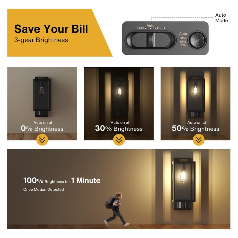 Denfeic Motion Sensor Outdoor Wall Lights, Dusk to Dawn Outdoor