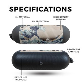 Glossy Glitter Speaker Skin Compatible with Beats Pill (2024) - Great Wave of Kanagawa - Premium 3M Vinyl Protective Wrap Decal Cover - Easy to Apply | Crafted in The USA by MightySkins