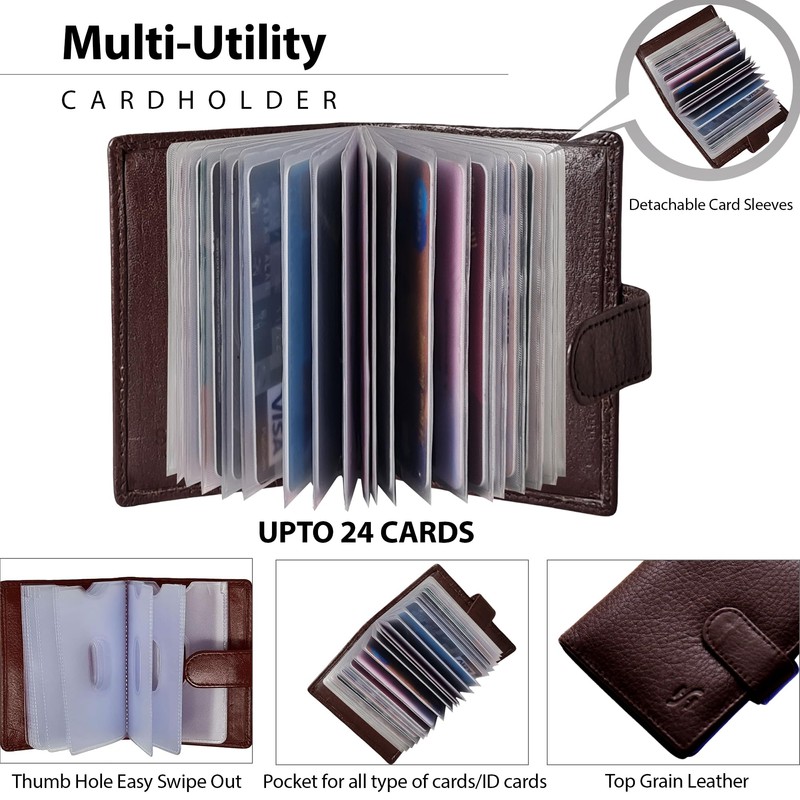 StarHide Soft Genuine Leather Compact Credit Debit Card Holder Wallet