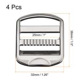 QUARKZMAN Metal Ladder Buckle Slider Tri-Glider Metal Adjustable Buckles 25 mm (1 Inch) Inner Width for Webbing Backpack Straps Silver Grey Pack of 4, Silver Gray