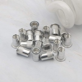Pxyelec 100pcs M8 Flat Head Aluminium Rivet Nut Blind Insert Nut, Rivet Nuts for Steel, Alloy, Copper, Plastic