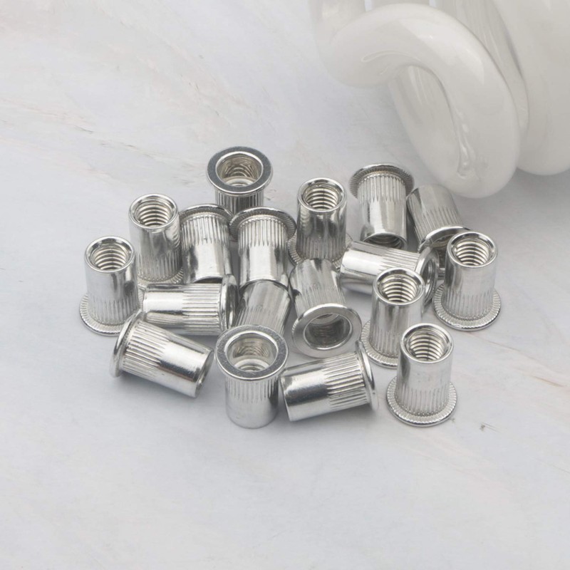 Pxyelec 100pcs M8 Flat Head Aluminium Rivet Nut Blind Insert
