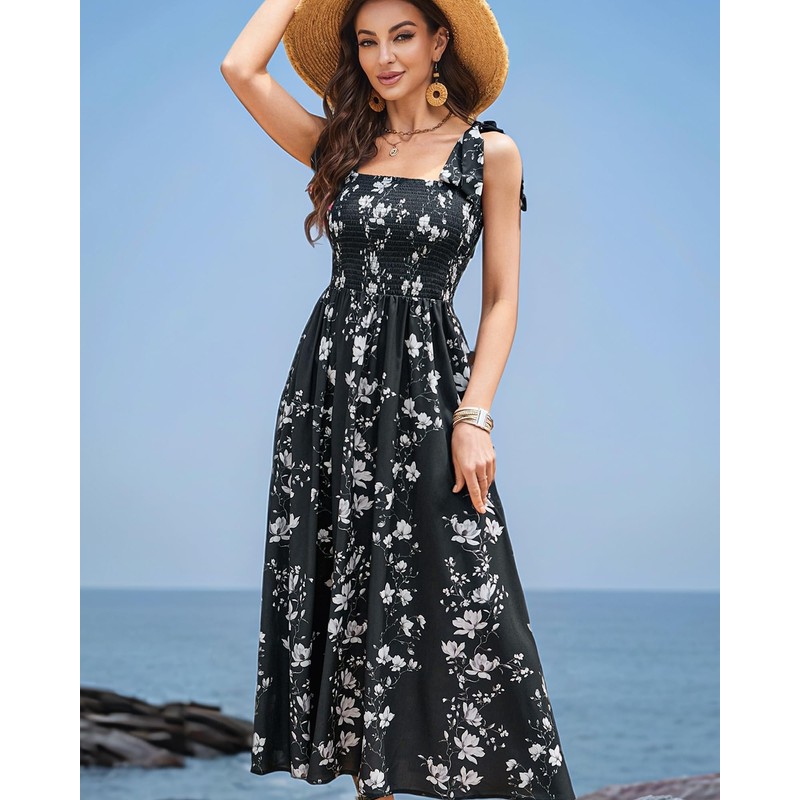 BROVAVE Women Summer Floral Dress: 2025 Casual Square Neck Flowy