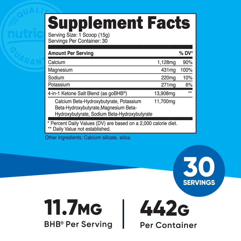 Nutricost Keto BHB Exogenous Ketones 4-in-1 (30 Servings) 12g Beta-Hydroxybutyrate