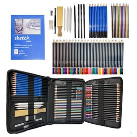 84 Piezas Kit de Lápices de Dibujo, Kit Profesional de Dibujo y Bocetos, Incluye Lápices de Bocetos, Lápices de Colores, Herramientas de Bocetos, Cuadernos de Dibujo y Caja de Embalaje.