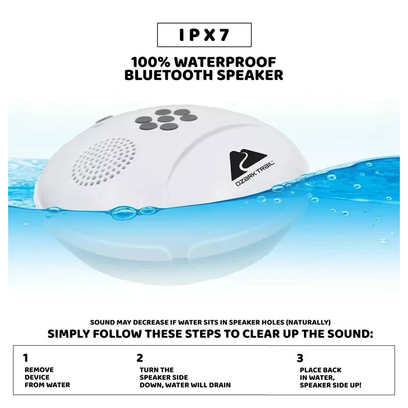 OZARK TRAIL Wireless Bluetooth Floating IPX7 Waterproof Speaker W/ USB