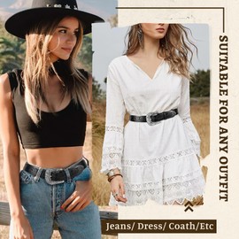 BELTROAD Vintage Western Belt with Buckle for Men and Women, Cowgirl Cowboy Belt, Men's Women's Western Belt, A Celebration Gift, Flower buckle - black