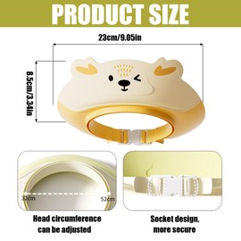 2 Pack Kids Shower Cap, Baby Shampoo Shield for Hair Washing, Adjustable Bath Visor to Prevent Water in Eyes and Ears, Reindeer Design for Toddlers 6 Months to 9 Years (Green + Orange)