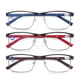 OLOMEE Reading Glasses Men Women Blue Light Blocking Rectangular Computer Readers +3.50 Anti Blue Ray Cheaters Glasses 3 Pack