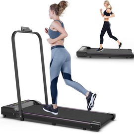 SAYGOGO Walking Pad Treadmill, Under Desk Treadmill with Handle Bar, Portable Foldable Walking Pad for Home/Office, 3 in 1 Folding Compact Desk Treadmill with Remote Control, 265Lbs - Color: Black