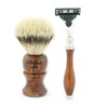 3-Piece Wooden Shaving Set for Men Silver Tip Badger Hair