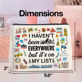 UPNEGE Travel Gifts Makeup Bag, Travelers Gifts for Women, Gifts for Women Who Like to Travel, Adventure I Haven't Been Everywhere But It's on My List Zipper Makeup Pouch