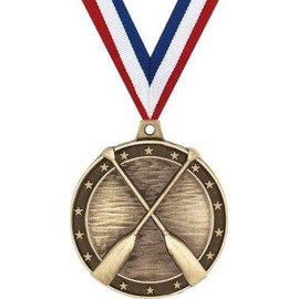 Gold Rowing Crossed Oars Medal - 2" and 5 Per Pack-Great for Boating, Rowing, Boathouse, Water Activites