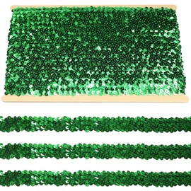 dlboboai Sequin Ribbon Trim Polyester Braided Ribbon 10 Yards 30mm Wide Lace Trim for Sewing Crafts Clothing Curtains Accessories Lampshade Home DIY Decoration (Dark Green, 30mm Wide)