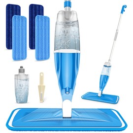 Spray Mop for Hardwood Floors Cleaning: Microfiber Wet Dry Floor Mops with 4 Washable Pads for Swiffer PowerMop - Flat Mop with Sprayer for Kitchen Tile Wood Laminate Vinyl