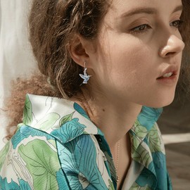 Hummingbird Dangle Earrings 925 Sterling Silver Bird Earrings Hummingbird Earrings for Women