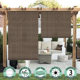 SunnyRoyal Patio Shades Roll Up Outdoor Exterior Roller Shades Roll Up Blinds for Patio Yard Deck Porch Balcony Backyard 5' W X 9.5' L Brown