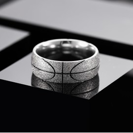 King Will Stainless Steel Ring for Men Basketball Wedding Rings Vintage Statement Ring 8mm Width Mens Jewelry Size 7-14 10.5