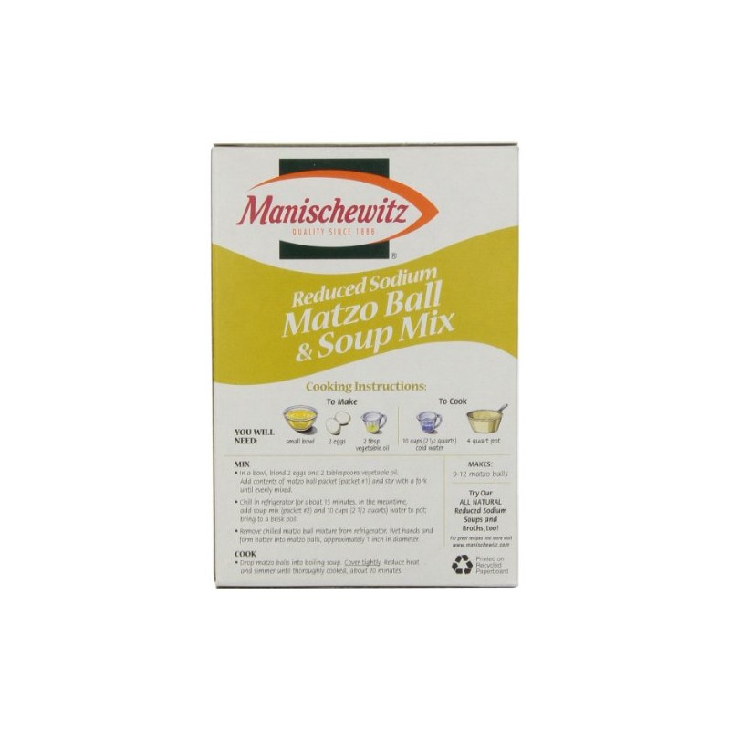Manischewitz Reduced Sodium Matzo Ball & Soup Mix, 4.5 oz