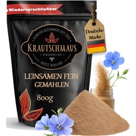 Krautschmaus 800g Leinsamen gemahlen von Krautschmaus, gemahlene Leinsaat, Leinsamenmehl, gemahlene Flachssamen ohne Zusatzstoffe, reich an Ballaststoffen