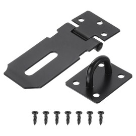 PATIKIL 3 Inch Door Locks Hasp Latch, Stainless Steel Hinge Lock Padlock Clasp Hasp Lock Latch, Door Gate Lock Hasp with Screws for Cabinet Drawer, Black