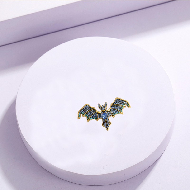 Just Follow Rhinestone Devil Bat Brooch Sparkling Crystal Bat Pin