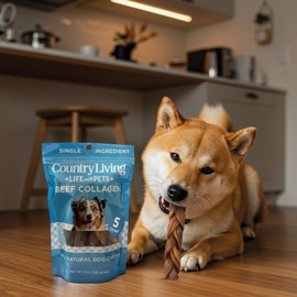 Country Living 6” Braided Collagen Sticks for Dogs – 5 Count Bag – All-Natural, Long- Lasting Dog Chews – High in Protein & Collagen – Rawhide-Free, Grain-Free – Supports Dental Health