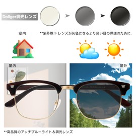 Dollger Blue Light Cut Glasses, Date Glasses, Dimming Sunglasses, Discoloration, UV Protection, No Degree, Ultra Lightweight, Stylish, Computer Glasses, Men's, Women's, Unisex, frost black, M