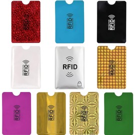 [GUANGUAN] RFID Anti-Skimming Card Case, 10 Pcs Anti-Magnetic Waterproof Credit Card Case IC Card Anti-interference Privacy Protection Magnetic Shield NFC RFID Protection, multicolor