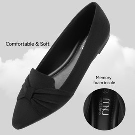 MUSSHOE Flat Shoes Women Comfortable Pointed Toe Slip on Women's Flats,Black Suede 9