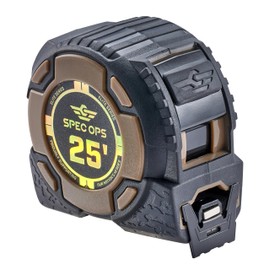 Spec Ops Tools 25-Foot Elite Series Magnetic Tape Measure, 1 1/4" Double-Sided Blade, 12 Feet of Stand Out, Military-Grade Composite Case, 3% Donated to Veterans