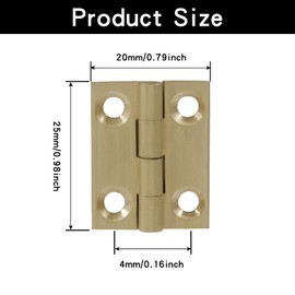 Murtenze 8 Pcs 1 Inch Mini Solid Brass Hinges，Brass Cabinet Hinge Small Box Hinges Butt Hinge for Cabinet, Drawer, Wood Box