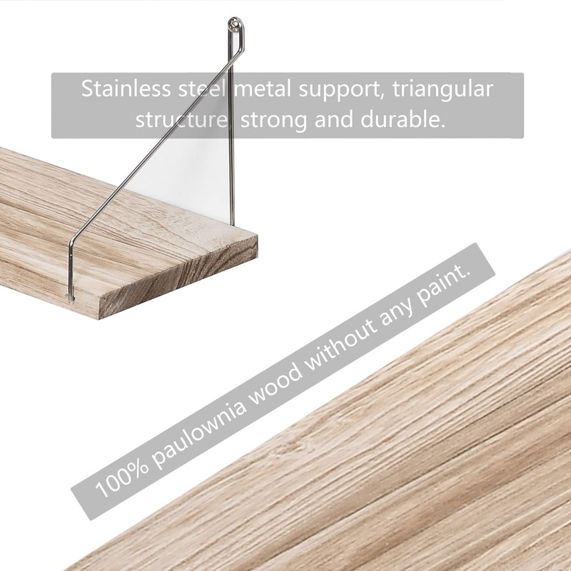 MITIME Floating Shelves Set of 3 Rustic Solid Wood Floating