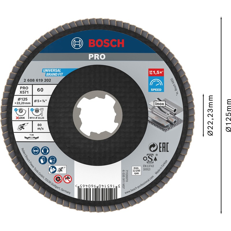 Bosch Professional 1x Angled Flap Disc Best (for Metal, X-LOCK,