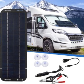 Kwenterprise 30W Solar Panel 12V Trickle Charger Battery Charger Kits Camping Hiking RV Truck