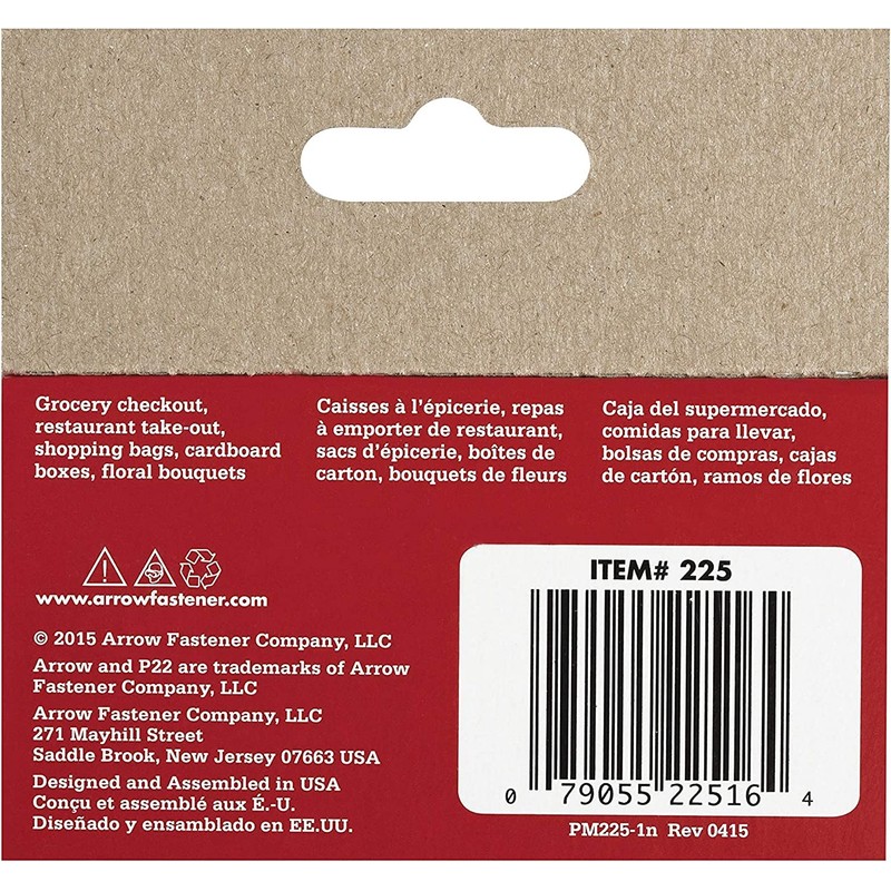 Arrow 225 Heavy Duty P22 Staples for Use with Plier-Type