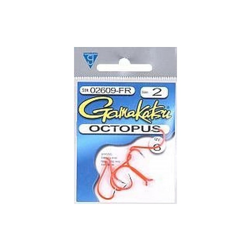 Gamakatsu 02610-FR Octopus Loose Hook (6 Pack), Size 1, Red