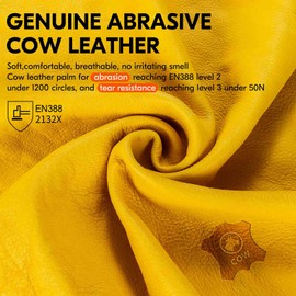 Vgo... VgoGardening Gloves Cowhide Thornproof, Safety Leather Work Gloves Antiabrasive for Rigger Building Garden Warehouse (XLarge (pack of 1), Gold-1pair)