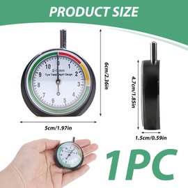 Tyre Tread Depth Gauge, 0-11mm Round Tyre Pressure Dial Gauge UK in MM Measuring Rod with Pouch Professional Gauge Color Warning Value Display for Car Motorcycle Truck Bus Off-Road Vehicle MOT (Black)