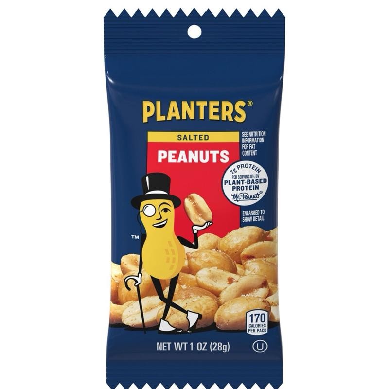Planters Salted Peanuts - Protein Rich Snack - Single-Serve Packs
