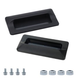 Mewutal 2pcs Concealed Recessed Pull Handles, 4 x 2 Inch Zinc Alloy Square Flush Hidden Handle for Sliding Doors Drawers Cupboard Tatami 96mm Hole Distance (Matte Black)