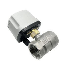 VVQQFGXN DN15 DN20 DN25 DN50 2 Way IP65 Waterproof Motorized Ball Valve 12V 24V 220V 3-Wire 2 Control Stainless Steel Electric Ball Valve(12VDC-CR03,DN15)