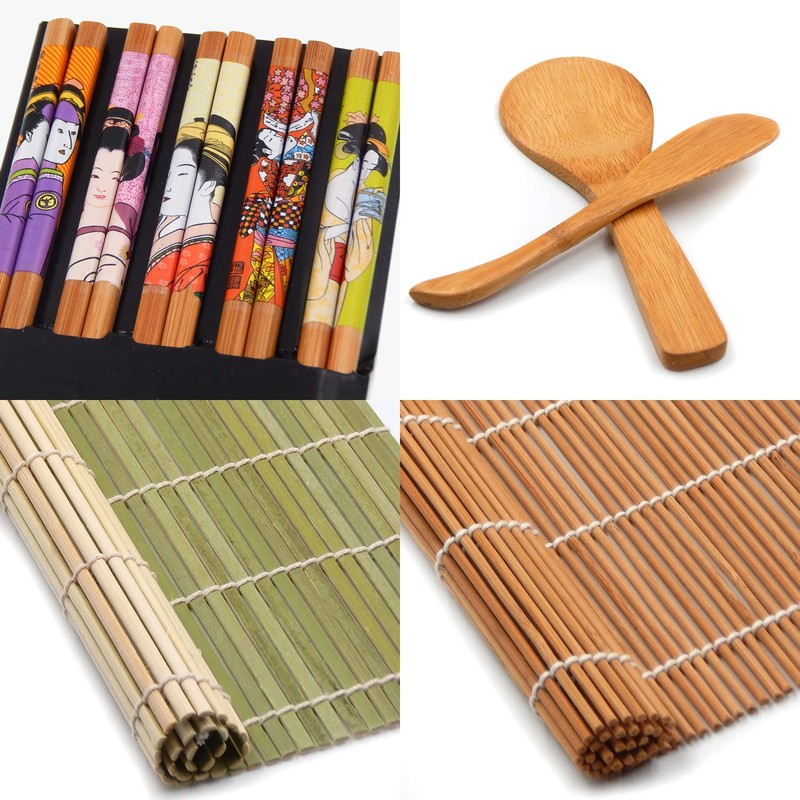 TOSSOW Sushi Making Kit - Includes 2 Sushi Roller Mats,